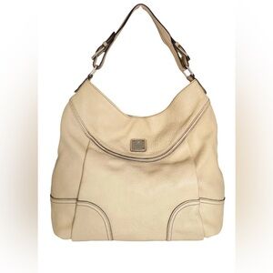 Authentic MCM cream shoulder bag leather